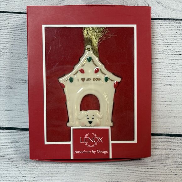 Lenox I LOVE MY DOG Porecelain Christmas Ornament Puppy Dog House 3.5"- Open Box - Picture 1 of 4